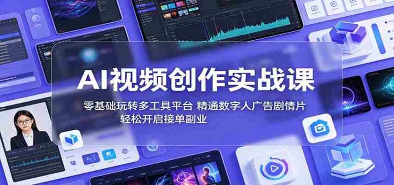AI视频创作实战课:零基础玩转多工具平台,精通数字人广告、剧情片,轻松开启接单副业-一起发