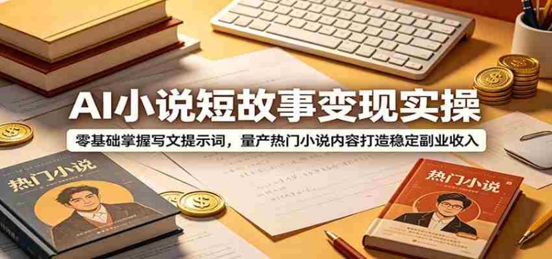 AI小说短故事变现实操：零基础掌握写文提示词，量产热门小说内容打造稳定副业收入-一起发