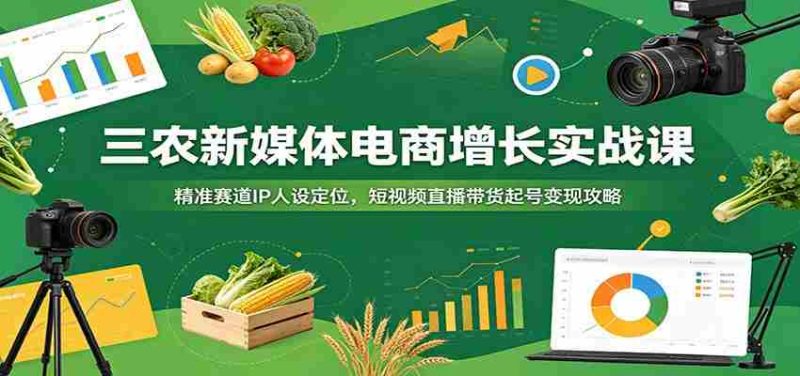 三农新媒体电商增长实战课:精准赛道IP人设定位,短视频直播带货起号变现攻略-一起发