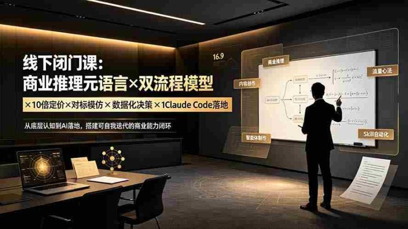 （19381期）线下闭门课：商业推理元语言×双流程模型×10倍定价×对标模仿×数据化决策×Claude Code落地，击穿认知盲区-一起发