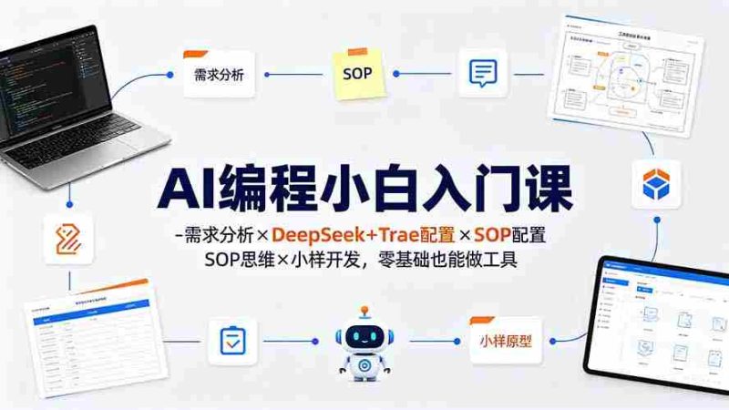 (19539期)AI编程小白入门课-需求分析×DeepSeek+Trae配置×SOP思维×小样开发,零基础也能做工具-一起发