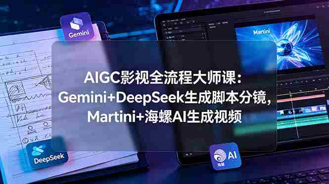 （19008期）AIGC影视全流程大师课：Gemini+DeepSeek生成脚本分镜，Martini+海螺AI生成视频-一起发