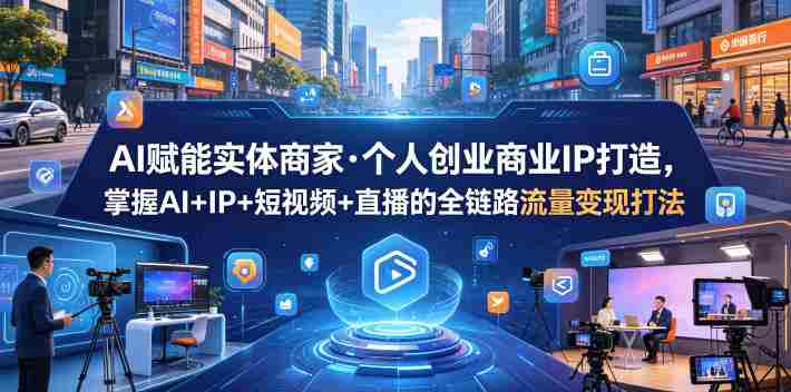 AI赋能实体商家·个人创业商业IP打造,掌握AI+IP+短视频+直播的全链路流量变现打法