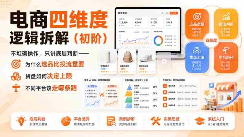 电商四维度逻辑拆解(初阶)不堆砌操作,只讲底层判断——为什么选品比投流重要、货盘如何决定上限、不同平台该走哪条路-一起发
