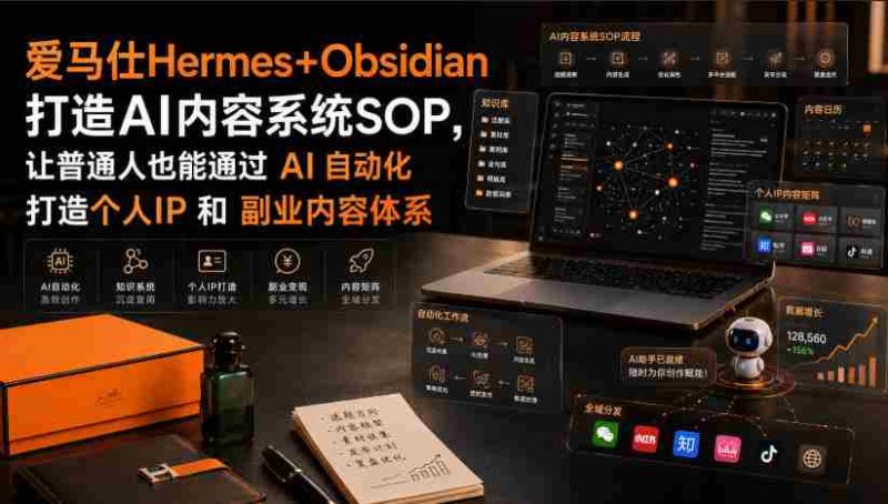 爱马仕Hermes+Obsidian打造AI内容系统SOP，让普通人也能通过 AI 自动化打造个人IP 和 副业内容体系-一起发
