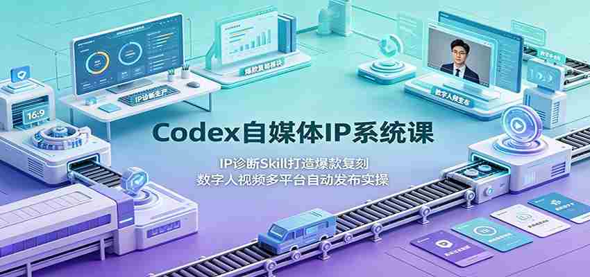 Codex自媒体IP系统课：IP诊断Skill打造爆款复刻，数字人视频多平台自动发布实操-一起发