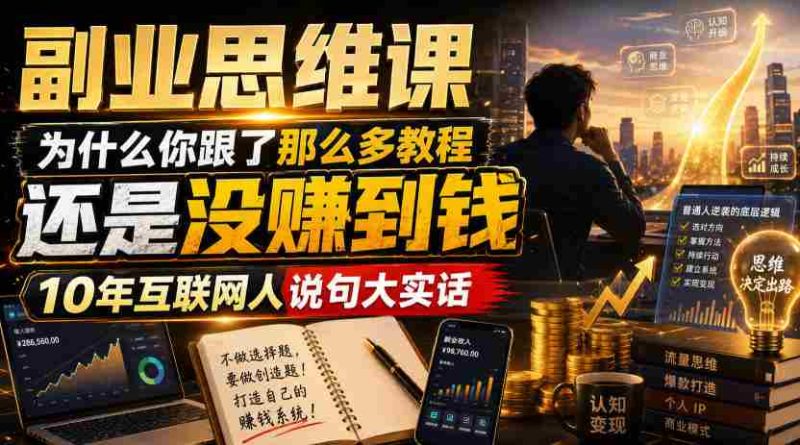 副业思维课,为什么你跟了那么多教程,还是没赚到钱,10年互联网人说句大实话【揭秘】-一起发