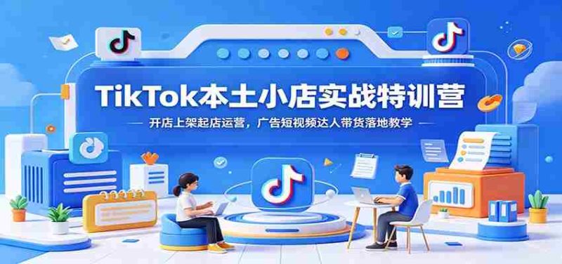 TikTok本土小店实战特训营:开店上架起店运营,广告短视频达人带货落地教学-一起发