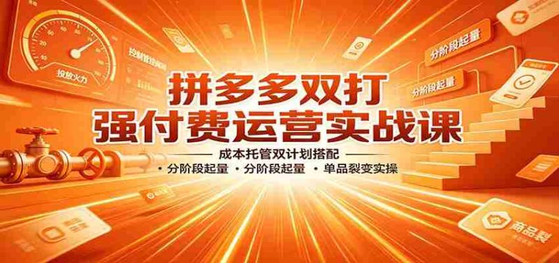 拼多多双打强付费运营实战课：成本托管双计划搭配，分阶段起量，单品裂变实操-一起发