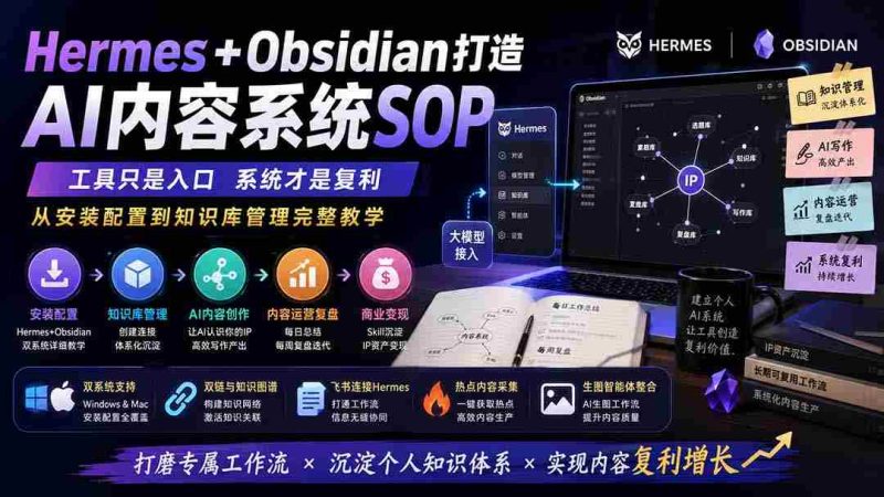 (19861期)Hermes+Obsidian打造AI内容系统SOP;工具只是入口系统才是复利,从安装配置到知识库管理完整教学-一起发