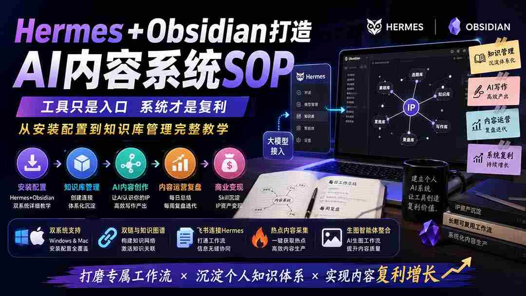 （19861期）Hermes+Obsidian打造AI内容系统SOP；工具只是入口系统才是复利，从安装配置到知识库管理完整教学-一起发
