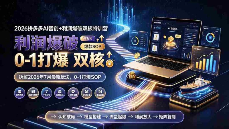 （19804期）2026拼多多AI智创+利润爆破双核特训营-更新：拆解2026年7月最新玩法，0-1打爆SOP-一起发
