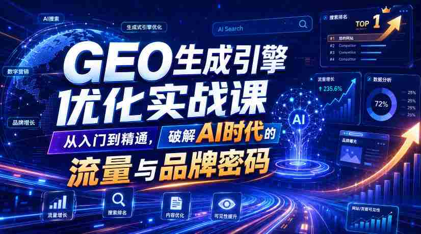 GEO生成引擎优化实战课,从入门到精通,破解AI时代的流量与品牌密码
