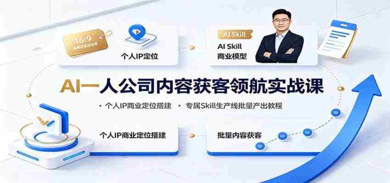 AI一人公司内容获客领航实战课:个人IP商业定位搭建,专属Skill生产线批量产出教程-一起发