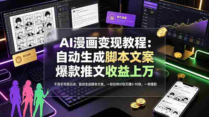 （19170期）AI漫画变现教程：不用手写提示词，自动生成脚本文案，一份伙伴计划万播5-10块，一条爆款推文收益上万-一起发