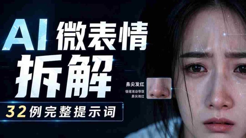 (19629期)AI微表情拆解提示词合集,精准调控AI角色表情,告别塑料感、AI面瘫脸。-一起发
