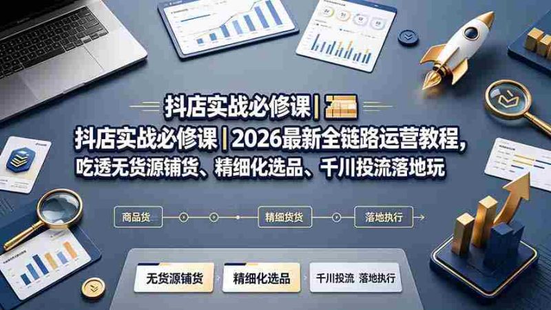 (19549期)抖店实战必修课|2026最新全链路运营教程,吃透无货源铺货、精细化选品、千川投流落地玩法-一起发