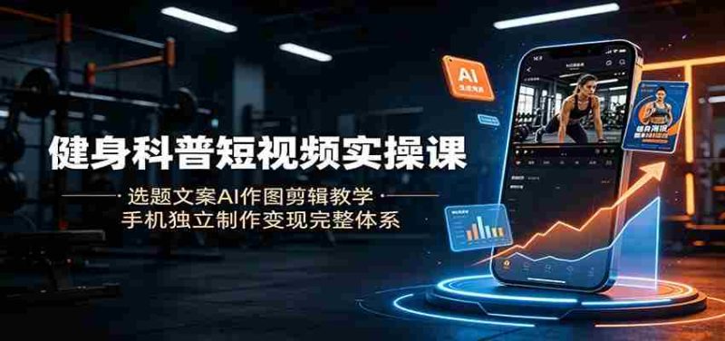 健身科普短视频实操课:选题文案AI作图剪辑教学,手机独立制作变现完整体系-一起发