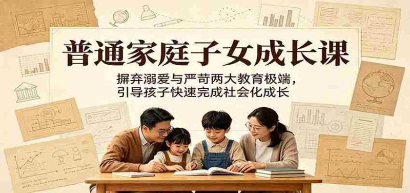普通家庭子女成长课：摒弃溺爱与严苛两大教育极端，引导孩子快速完成社会化成长-一起发