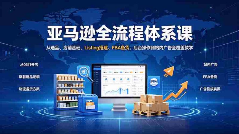 （19409期）亚马逊全流程体系课：从选品、店铺基础、Listing搭建、FBA备货、后台操作到站内广告全覆盖教学-一起发