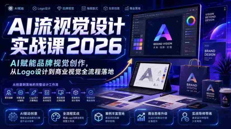 AI流视觉设计实战课2026:AI赋能品牌视觉创作,从Logo设计到商业视觉全流程落地-一起发