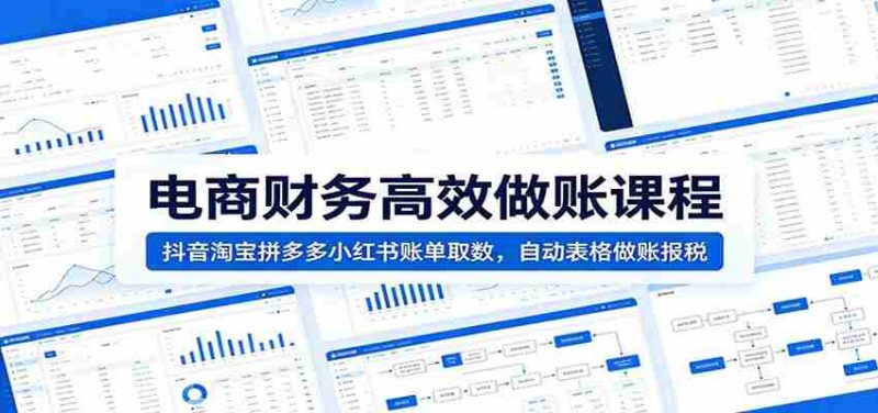 电商财务高效做账课程：抖音淘宝拼多多小红书账单取数，自动表格做账报税-一起发