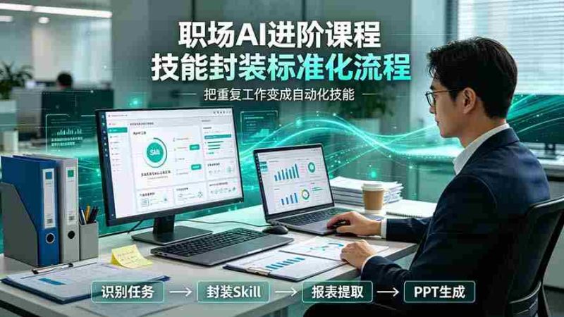 (19369期)职场AI进阶课程;多类实用Skill工具实操,专属技能封装标准化流程,报表行业报告一键提取核心内容-一起发