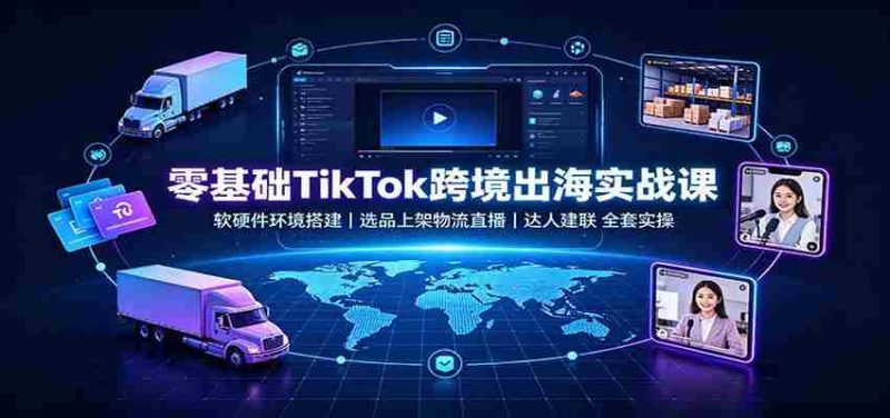 零基础TikTok跨境出海实战课:软硬件环境搭建,选品上架物流直播,达人建联全套实操-一起发