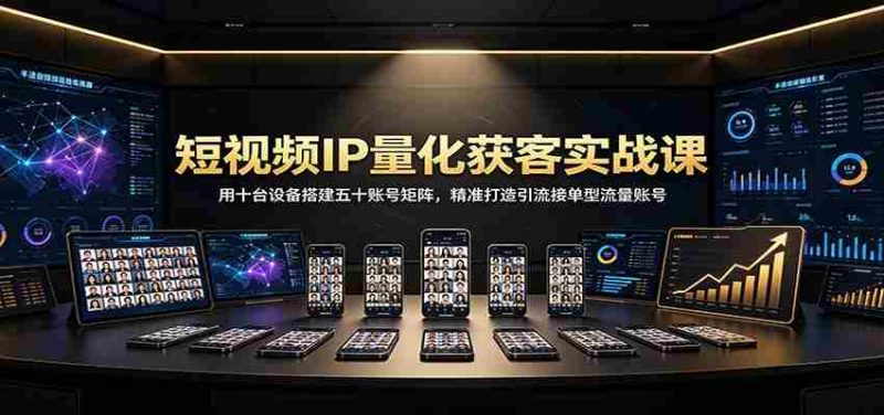 短视频IP量化获客实战课:用十台设备搭建五十账号矩阵,精准打造引流接单型流量账号-一起发
