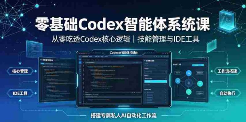 零基础Codex智能体系统课|从零吃透Codex核心逻辑、技能管理与IDE工具,搭建专属私人AI自动化工作流-一起发