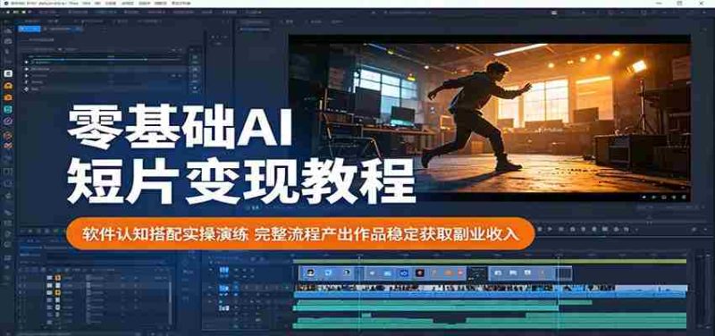 零基础AI短片变现教程:软件认知搭配实操演练,完整流程产出作品稳定获取副业收入-一起发
