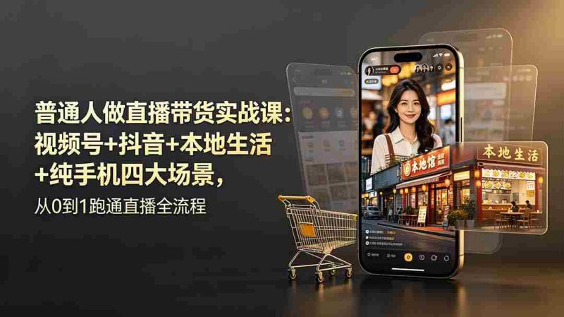 (19111期)普通人做直播带货实战课:视频号+抖音+本地生活+纯手机四大场景,从0到1跑通直播全流程-一起发