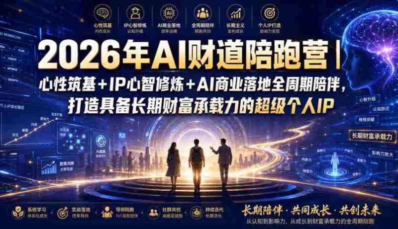 2026年AI财道陪跑营|心性筑基+IP心智修炼+AI商业落地全周期陪伴,打造具备长期财富承载力的超级个人IP-一起发