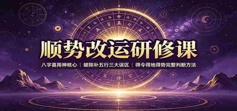 顺势改运研修课：八字喜用神核心，破除补五行三大误区，得令得地得势完整判断方法-一起发