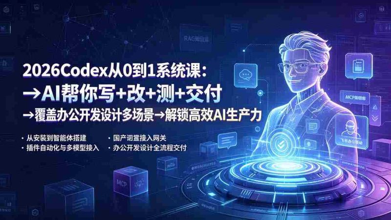 (19461期)2026Codex从0到1系统课:→AI帮你写+改+测+交付→覆盖办公开发设计多场景→解锁高效AI生产力-一起发
