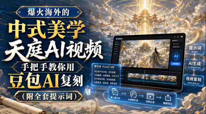 爆火海外的中式美学天庭AI视频，手把手教你用豆包AI复刻（附全套提示词）-一起发