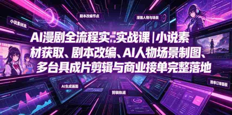 AI漫剧全流程实战课|小说素材获取、剧本改编、AI人物场景制图、多工具成片剪辑、平台付费变现与商业接单完整落地-一起发