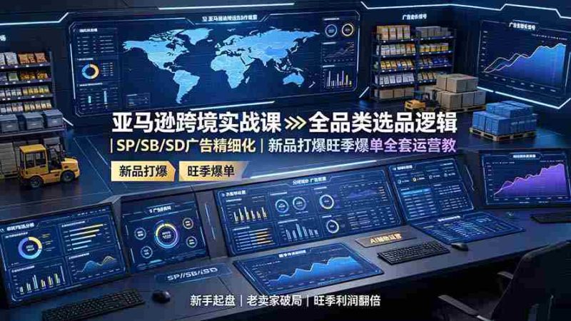 (19352期)亚马逊跨境实战课:全品类选品逻辑|SP/SB/SD广告精细化|新品打爆旺季爆单全套运营教程-一起发