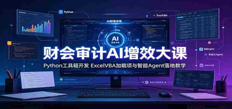 财会审计AI增效大课:Python工具箱开发,ExcelVBA加载项与智能Agent落地教学-一起发