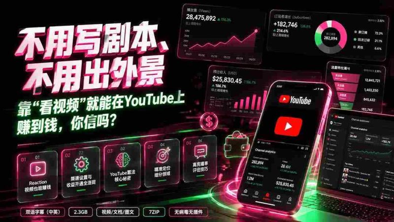 (19646期)不用写剧本、不用出外景——靠”看视频”就能在YouTube上赚到钱,你信吗?【原创双语字幕】-一起发