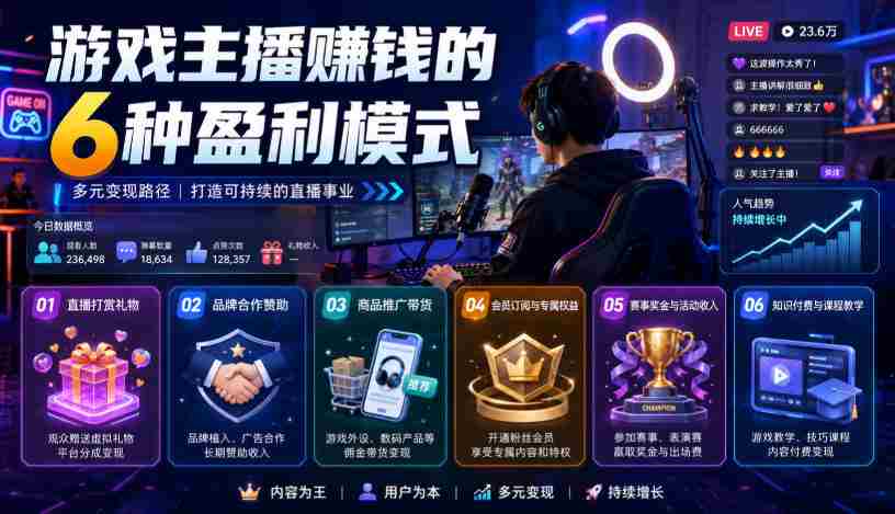付费文章：游戏主播賺钱的6种盈利模式-一起发