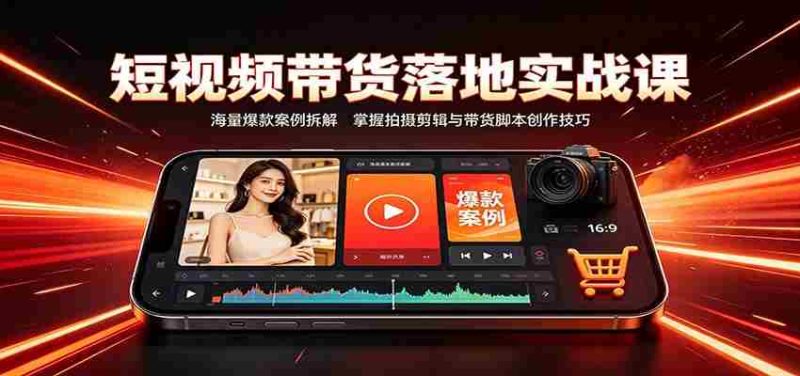 短视频带货落地实战课:海量爆款案例拆解,掌握拍摄剪辑与带货脚本创作技巧-一起发