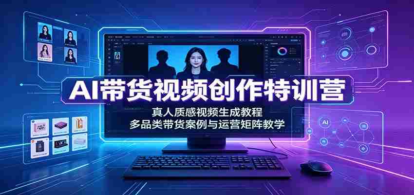 AI带货视频创作特训营：真人质感视频生成教程，多品类带货案例与运营矩阵教学-一起发