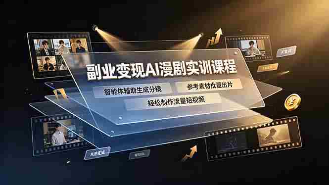 （19187期）副业变现AI漫剧实训课程，智能体辅助生成分镜，参考素材批量出片，轻松制作流量短视频-一起发