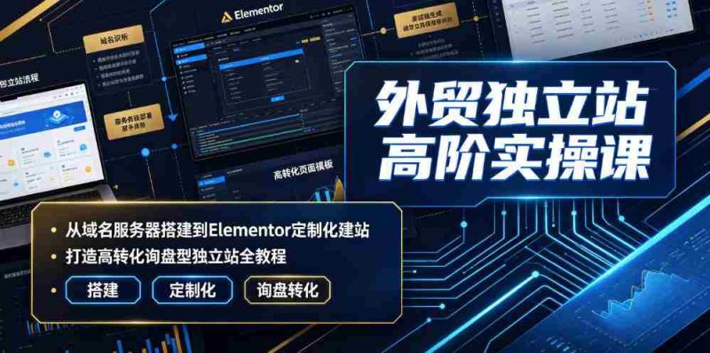 外贸独立站高阶实操课|从域名服务器搭建到Elementor定制化建站,打造高转化询盘型独立站全教程-一起发