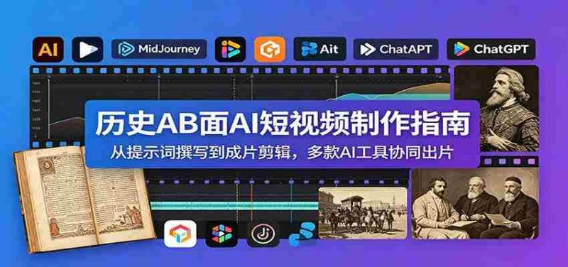历史AB面AI短视频制作指南:从提示词撰写到成片剪辑,多款AI工具协同出片-一起发