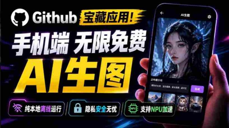 Github宝藏应用！手机端无限免费AI生图，纯本地离线运行，支持NPU加速斩获3.1k stars，local-dream-一起发