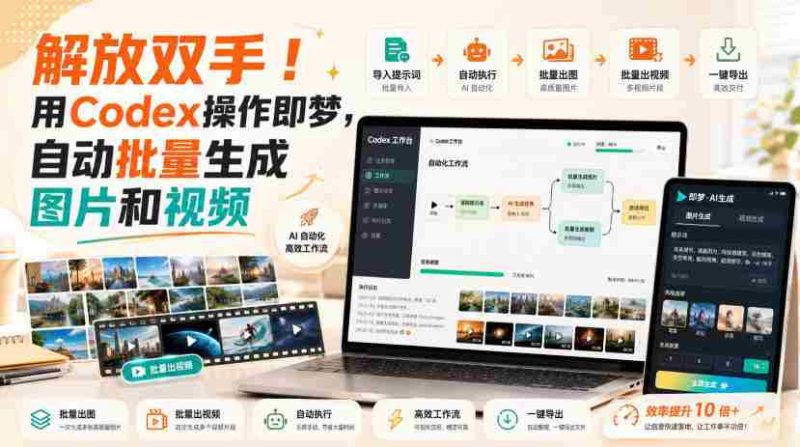 解放双手!用Codex操作即梦,自动批量生成图片和视频-一起发