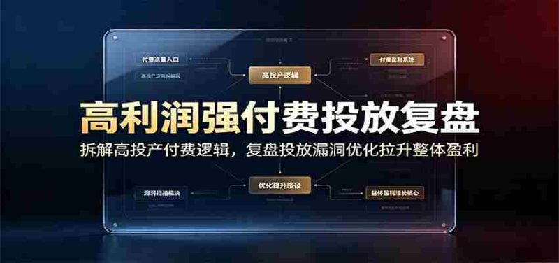 高利润强付费投放复盘：拆解高投产付费逻辑，复盘投放漏洞优化拉升整体盈利-一起发