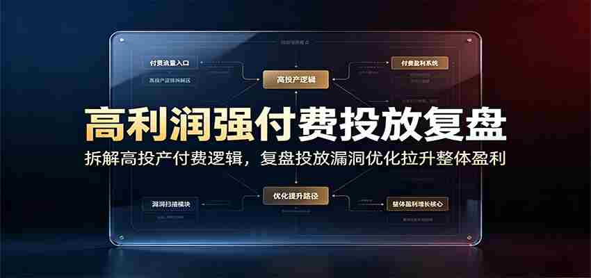 高利润强付费投放复盘：拆解高投产付费逻辑，复盘投放漏洞优化拉升整体盈利-一起发